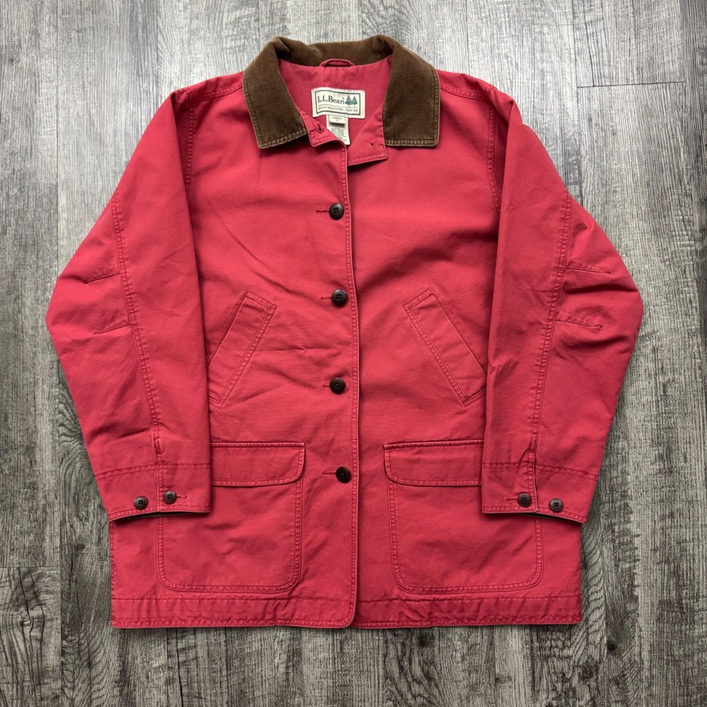 LL Bean Red Barn Coat Chore Jacket Corduroy Collar Women's 1X